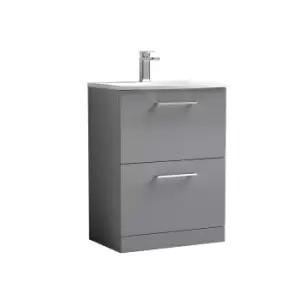 Image of Nuie Arno 600mm Floor Standing 2 Drawer Vanity & Basin 4 Cloud Grey