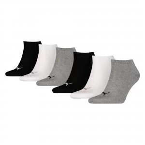 image of Womens PUMA Unisex Plain Sneaker Socks 6 Pack, Black/Grey, size 6-8, Clothing