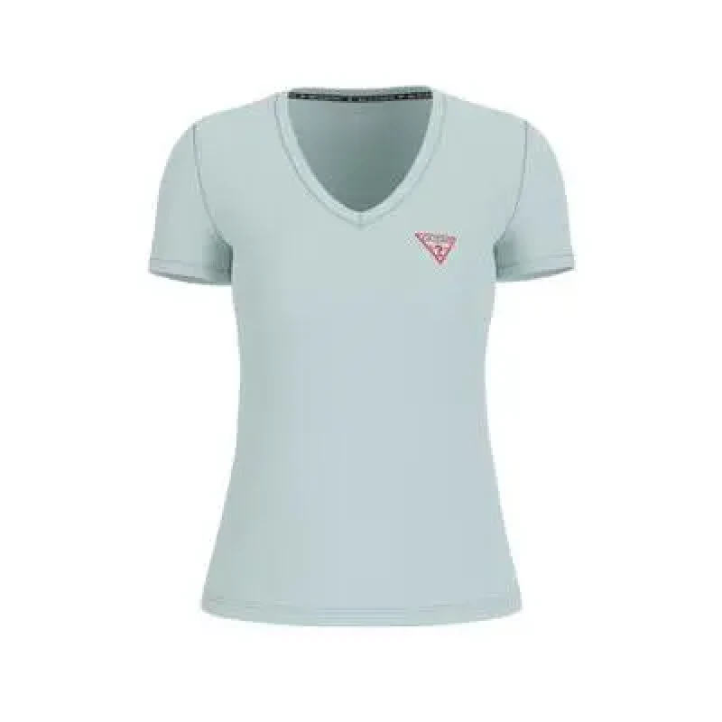Image of Guess Womens V-neck T-Shirt Guess Triangle Bleu Female S
