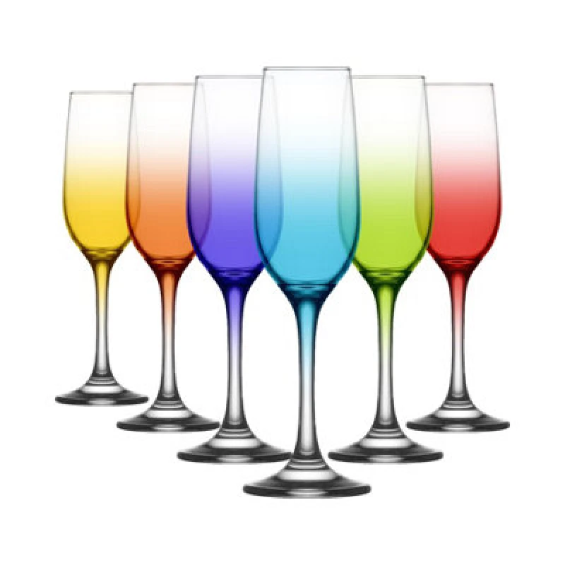 Image of LAV Glassware Lav Fame Glass Champagne Flutes - 215ml - Full Colour - Pack Of 6