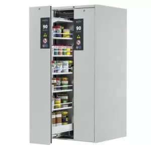 image of Type 90 Safety Storage Cabinet V-MOVE-90 Model V90.196.081.VDAC:0012 in Light Grey RAL 7035 with 5X Shelf Standard (Sheet Steel)