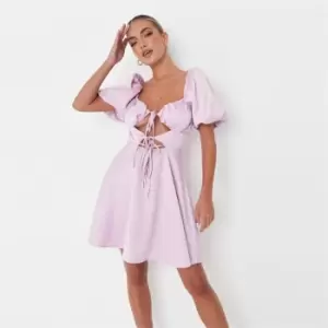 image of Missguided Satin Cut Out Mini Dress - Purple