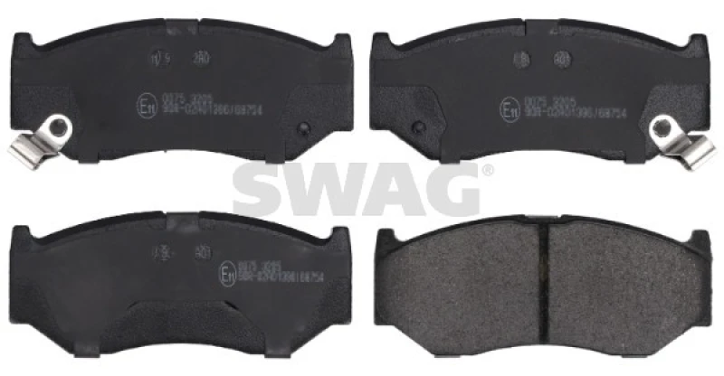 Image of SWAG 33 10 9106 Brake pad set Front Axle, with acoustic wear warning, with anti-squeak plate Brake Pad Set,disc brake (402)