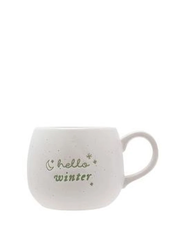 Image of The Seasonal Gift Co The Seasonal Gift Co White Speckled Hello Winter Mug