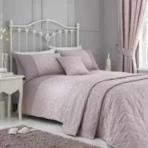 image of Dreams & Drapes Michaela Floral Jacquard Textured Weave Duvet Cover Set, Blush, Double