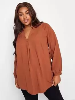 Image of Yours Textured Tunic Rust, Brown, Size 18, Women