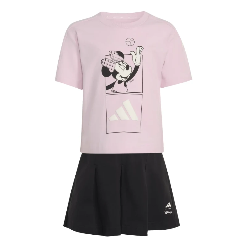 Image of Adidas Skirt-Short Set and T-Shirt Girl adidas Disney Minnie Mouse Rose Female 3/4 ans