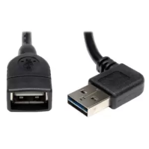 Image of Tripp Lite UR024-18N-RA Universal Reversible USB 2.0 Extension Cable (Reversible Right/Left-Angle A to A M/F) 18-in. (45.72 cm)