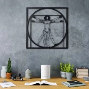 Image of Da Vinci Man Black Decorative Metal Wall Accessory