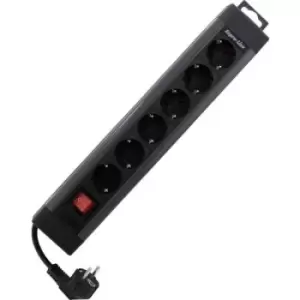 Image of REV 0014612513 Power strip (+ switch) 6x Black PG connector