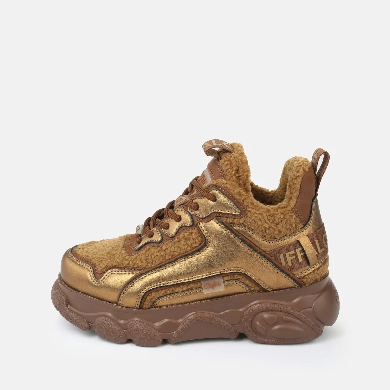 Image of Buffalo Vegan nappa/fur trainers For Her Buffalo Cld Chai Warm Bronze Female 37
