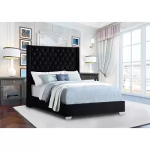 Image of Nivana Bed Double Plush Velvet Black