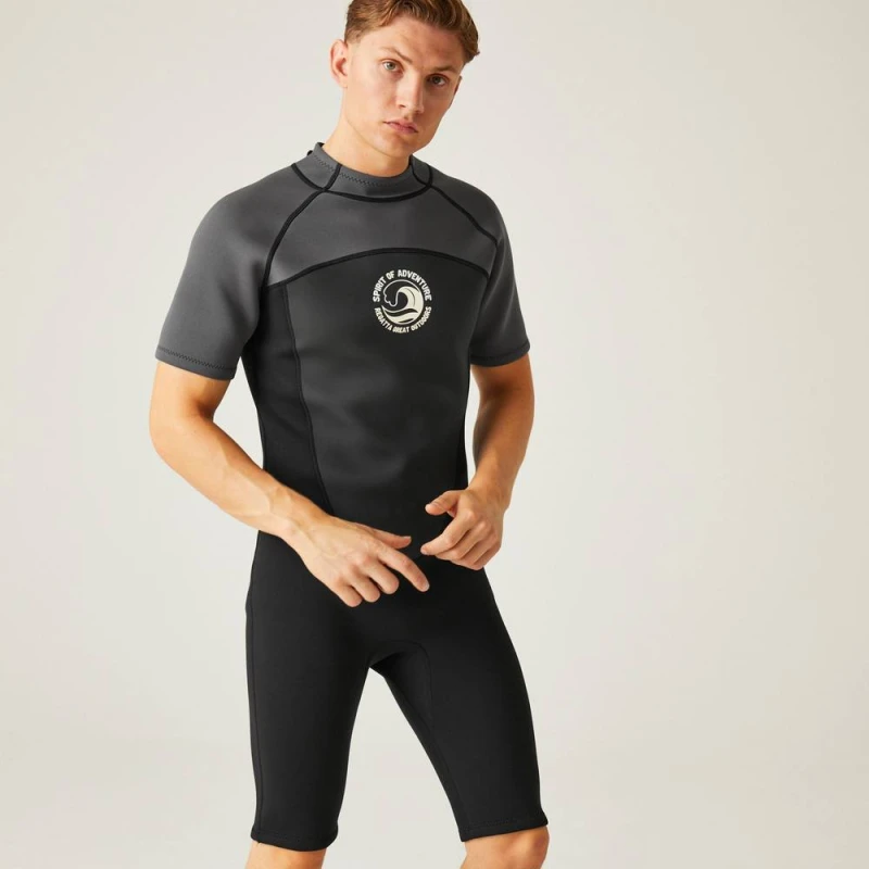 Image of Regatta Mens Shorty 2mm Wetsuit in Black Size: Large/XL Black Male L/XL