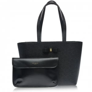 image of Ted Baker Ted Jjesica Bow Leather Shopper Bag - Black