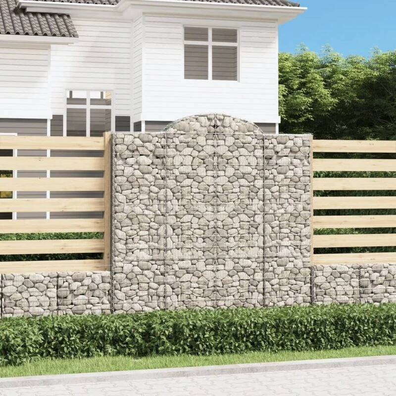 Image of VIDAXL Arched Gabion Baskets 10 pcs 200x50x200/220cm Galvanised Iron Vidaxl 8720845570163
