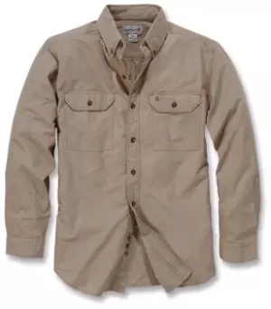 Image of Carhartt Fort Solid Long Sleeve Shirt, brown, Size 2XL, brown, Size 2XL