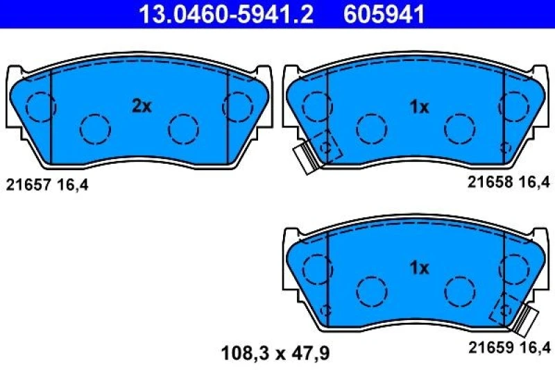 Image of ATE 13.0460-5941.2 Brake pad set with acoustic wear warning Brake Pad Set,disc brake (402)