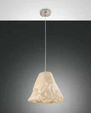 Image of Crumple Dome Pendant Ceiling Lights Khaki Glass, E27