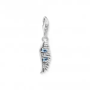 image of Sterling Silver Blue Stone Zirconia Phoenix Feather Charm 1905-644-1