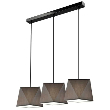 image of Lamkur Lighting - Carla Bar Pendant Ceiling Light, Fabric Shade Gray, 3x E27