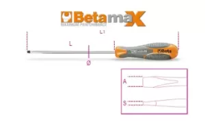 image of Beta Tools 1290 Beta MAX Slotted / Flat Head Screwdriver 10 x 200mm 012900066