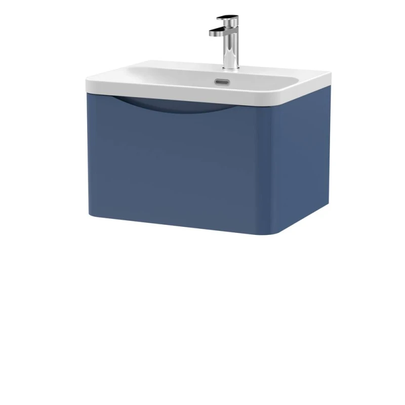 Image of Balterley Arch Wall Hung 1-Drawer Bathroom Vanity, Ceramic Basin, Blue, 600mm in Blue Blue Unisex