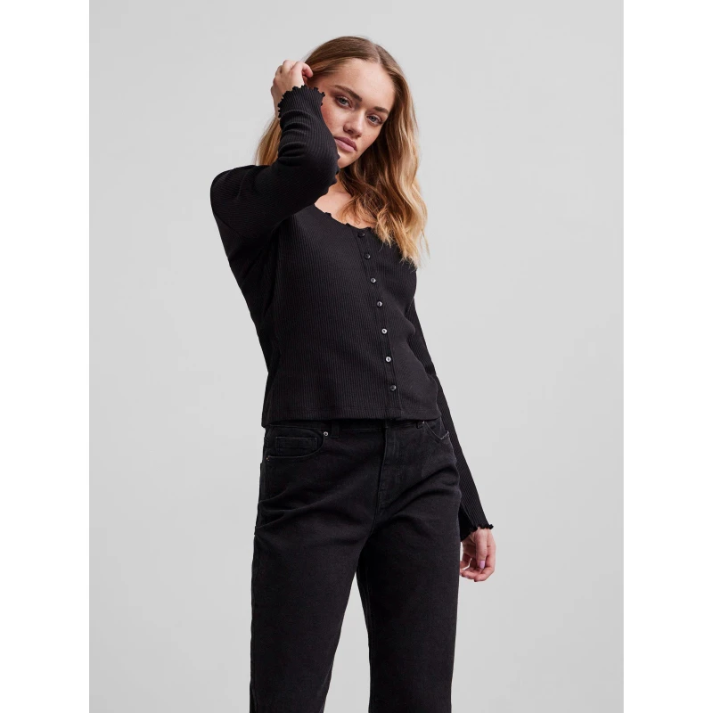 Image of Pieces Pieces Ls Cardigan - Black 10