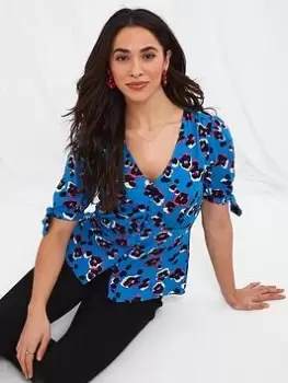 Image of Joe Browns Joe Browns Alluring Animal Blouse Blue Size 8, Women