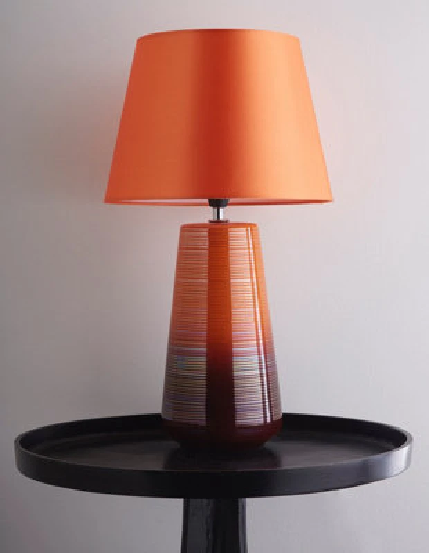 Image of K Living Ceramic Table Lamps In Orange Glazed Finishes With Matching Lamp Shades Beautiful Modern Tall Lamps