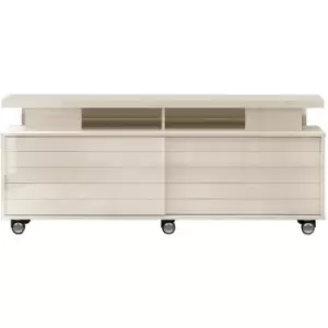 image of widescreen TV unit, gloss white