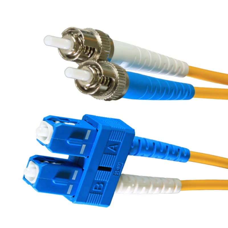 Image of Cablenet 1m OS2 9/125 ST-SC Duplex Yellow LSOH Fibre Patch Lead