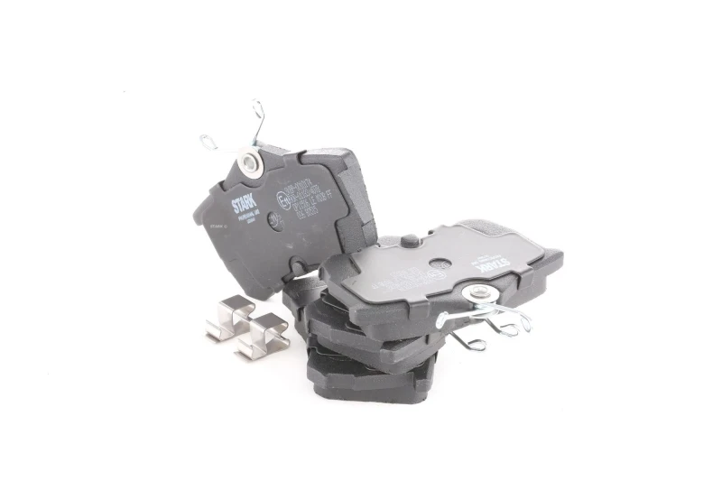 Image of STARK SKBP-0010174 Brake pad set Rear Axle, excl. wear warning contact, with accessories, with anti-squeak plate Brake Pad Set,disc brake (402)