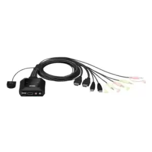 image of ATEN 2-Port USB 4K HDMI Cable KVM Switch with Remote Port Selector