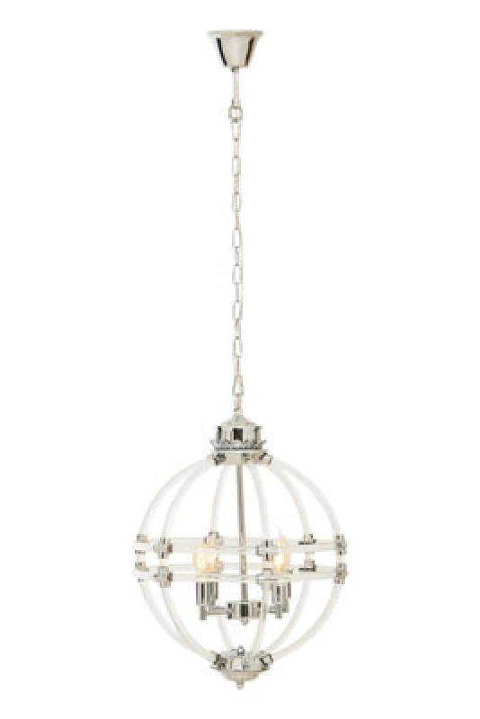 Image of Orsina Pendant Light In Clear Acrylic And Chrome Finish, Globe-Shaped Traditional Chandelier With Round Cut Crystals