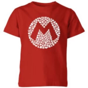 Image of Nintendo Super Mario Mario Items Logo Kid's T-Shirt - Red - 11-12 Years
