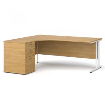 Image of Maestro 25 left hand ergonomic desk 1800mm with white cantilever frame