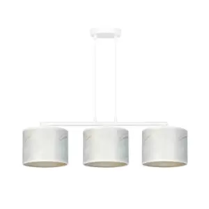 image of Broddi White Bar Pendant Ceiling Light with White Fabric Shades, 3x E27