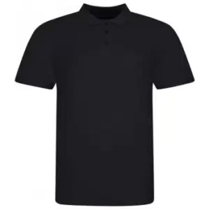 Image of Awdis Mens Piqu Cotton Short-Sleeved Polo Shirt (L) (Deep Black)