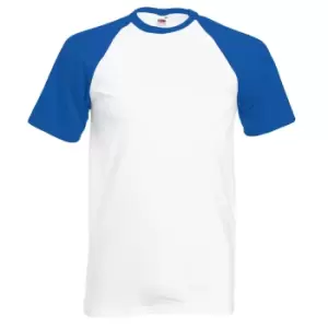 Image of Fruit Of The Loom Mens Short Sleeve Baseball T-Shirt (L) (White/Royal Blue)