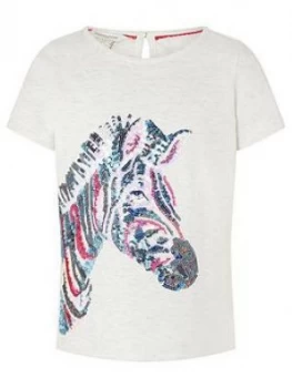 Monsoon Girls Zeena Zebra Top - Ivory, Size Age: 11-12 Years, Women