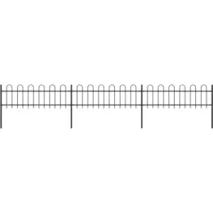 Image of Garden Fence with Hoop Top Steel 5.1x0.6 m Black Vidaxl Black