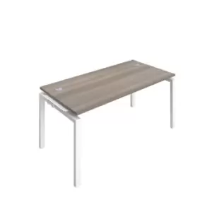 Image of Telescopic Sliding 2 Person Extension Bench with Cable Port and Silver Frame - 1600mm - Grey Oak
