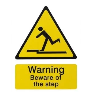 Image of The House Nameplate Company Danger Beware Of Step Self-Adhesive Labels, (H)200mm (W)150mm