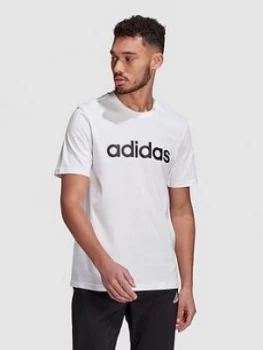 Image of Adidas Linear Logo T-Shirt, White Size M Men