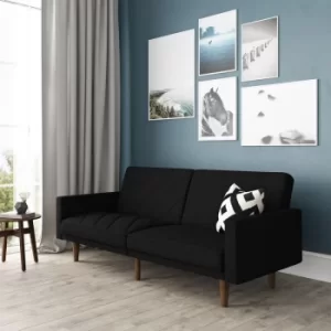 Image of Paxson Clic Clac Mid Century Contemporary 2 Seater Sofa Bed Black Linen