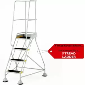 Image of 5 Tread Mobile Warehouse Steps & Guardrail grey 2.2m Portable Safety Stairs