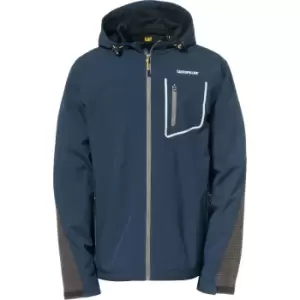 Image of Caterpillar Mens Capstone Hooded Soft Shell Jacket Marine 3XL