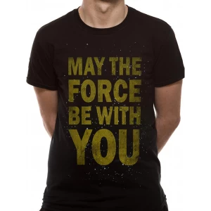 Image of Star Wars - Force Text Mens Large T-Shirt - Black