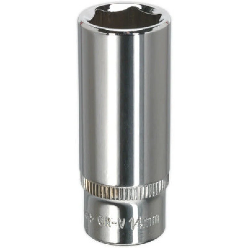 Image of Loops 14mm Forged Steel DEEP Drive Socket - 1/4" Square Drive Polished Chrome Vanadium Metallics