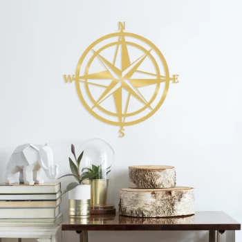 Image of Compass - Gold Gold Decorative Metal Wall Accessory